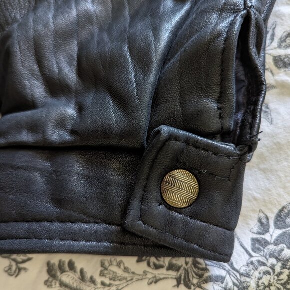 Black Leather Bomber Jacket - Picture 7 of 16